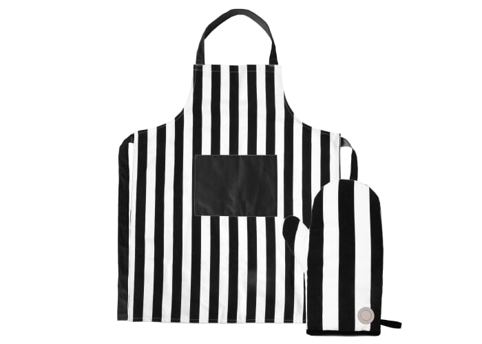 Ensemble promotionnel tablier et gant recyclés Aron Blanc / Noir